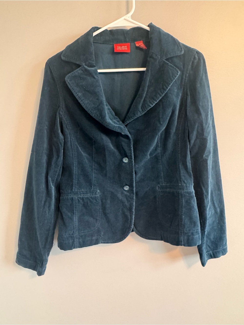 Valerie Stevens Navy Corduroy Blazer Jacket Size Small